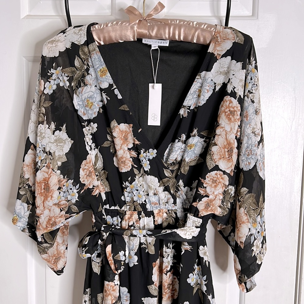 Baltic Born Floral Maxi Dress - Black and Cream